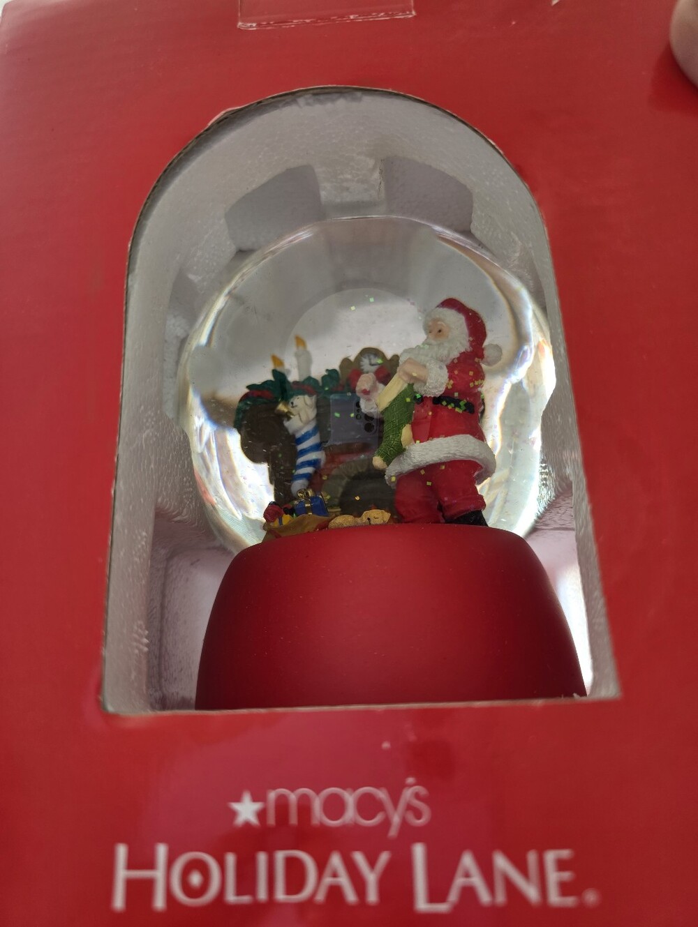 Macy's Holiday Lane "Deck the Halls" Musical Snow Globe New in Box Christmas